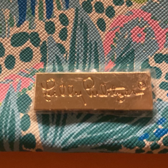 Lilly Pulitzer Botanical Green Top Zip Wallet Bamboo gold metal hardware NWOT!!! - Picture 4 of 6